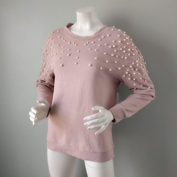 Halogen | Tops | Halogen Nordstroms Pink Pearl Studded Sweatshirt | Poshmark